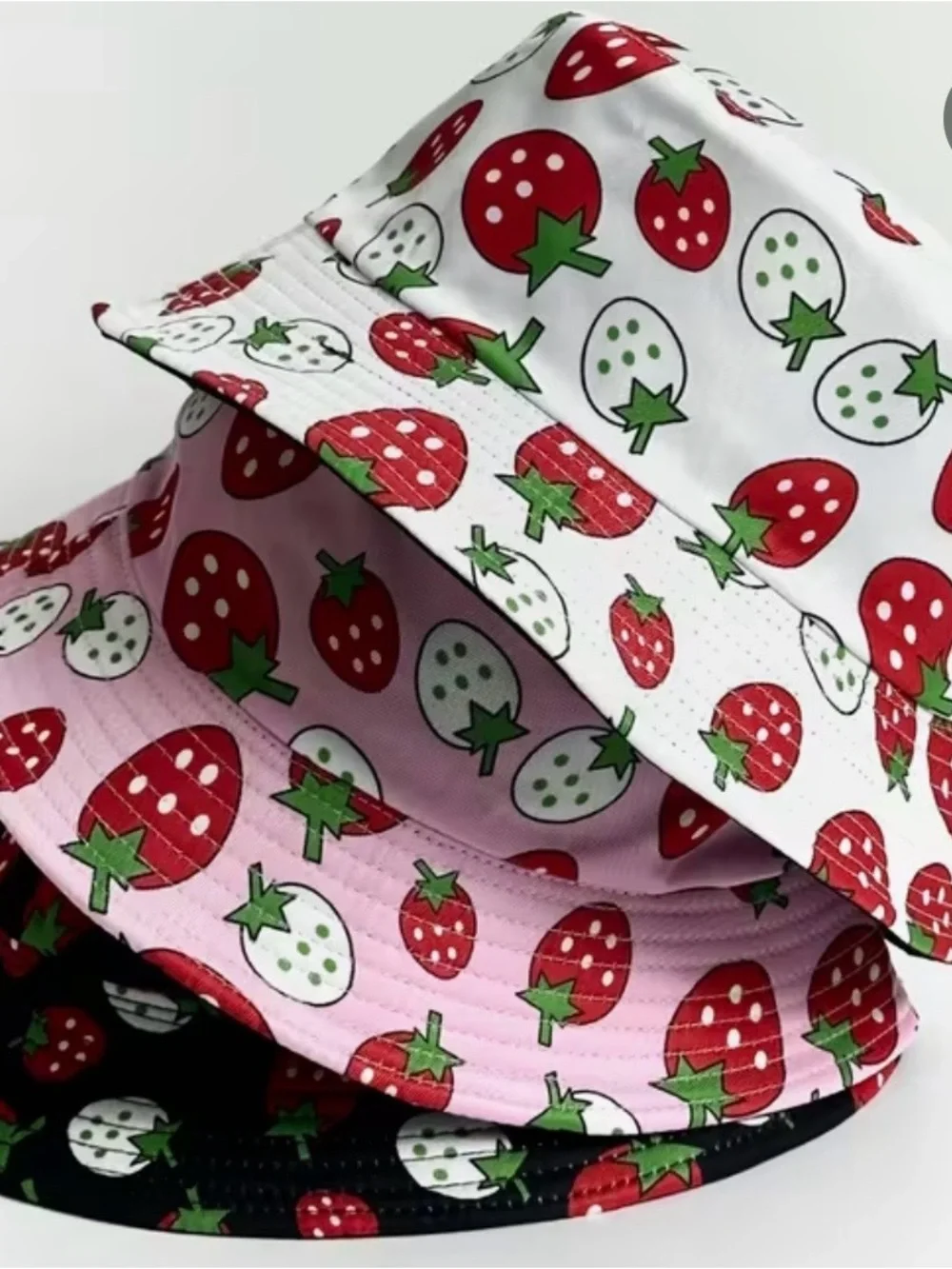 NWT Strawberry Print Bucket Hat, Various Colors, Sun Hats, summer Hats